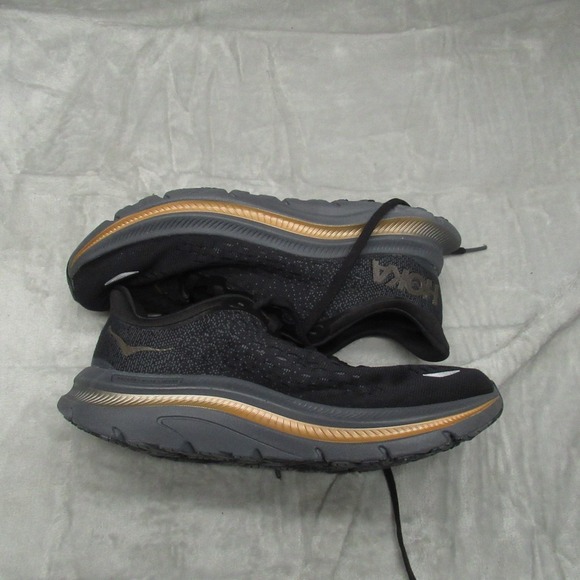 Hoka Womens 7.5B Shoes Black Kawana Running Lace Athletic Lightweight Trail HIke - Picture 3 of 14